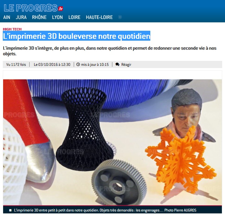 parutions Le Progrs 10 2016 - Impression 3D